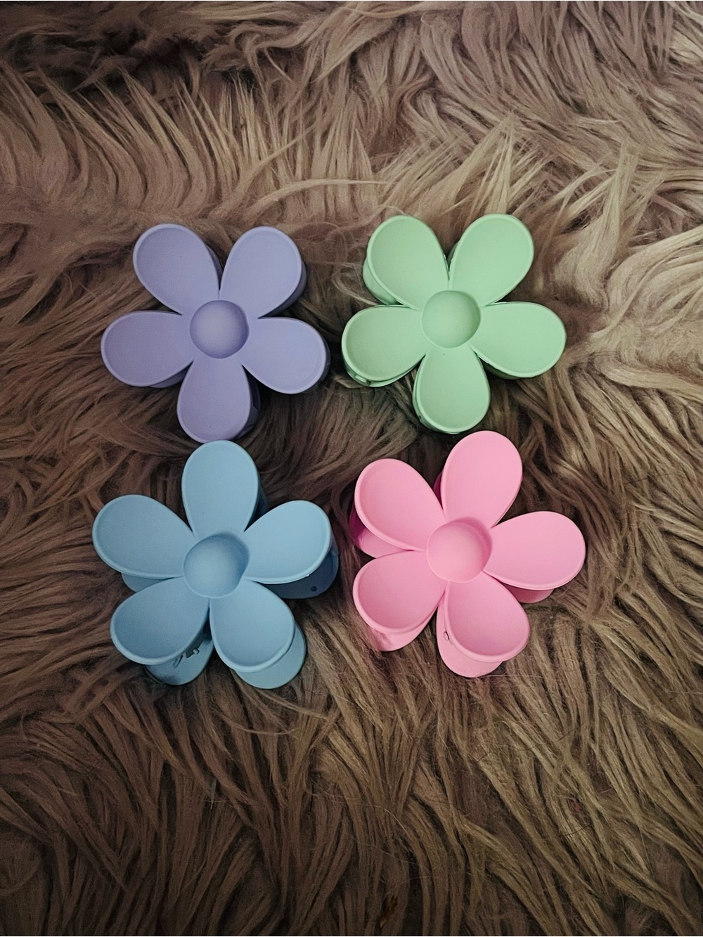 Set of 4 Flower Hair Clips - Pastel Lavender, Mint, Blue, Pink